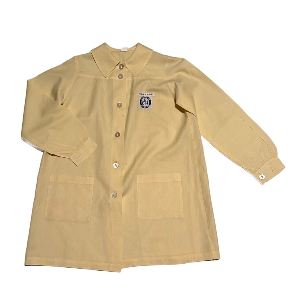 Vintage 40s Buttery Yellow Nurse Tunic Shirt Long Top / Women’s Small -